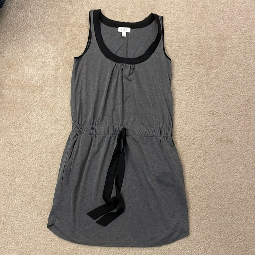 Loft lightweight grey and black tank dress. Size S.